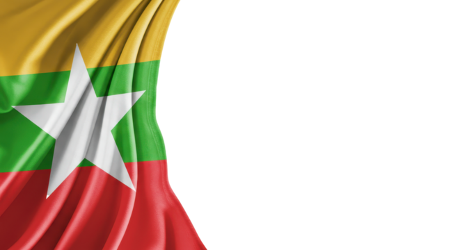Myanmar flag isolated on transparent, png
