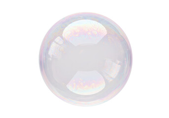 Isolated Translucent Iridescent Soap Bubble Floating