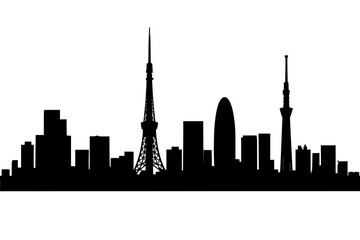 Obraz premium The black silhouette of Tokyo's iconic cityscape