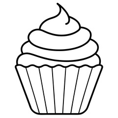 Chocolate Cupcake line art icon vector 