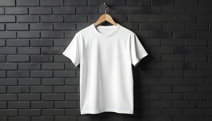 White t-shirt on mannequin and hanger casual cotton clothing template