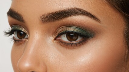 Fototapeta premium Close-Up Eye of a Dark-skinned Lady With Makeup, Dark-Skinned Lady Look
