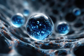 Exploring the beauty of microscopic water droplets surrounded by intricate web formations