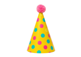 Isolated Polka Dot Party Hat with Pom-Pom
