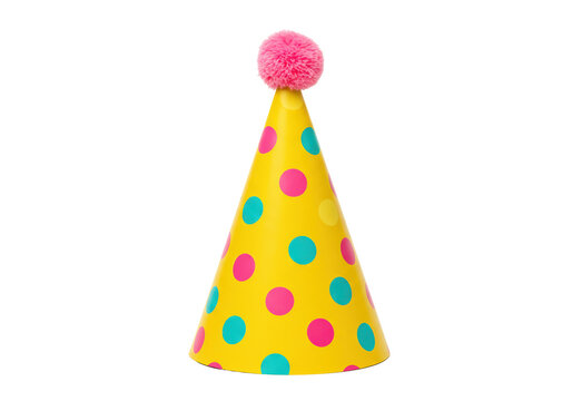 Isolated Polka Dot Party Hat with Pom-Pom - Powered by Adobe