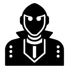 Cybersecurity AI silhouette icon on white background