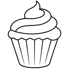 cupcake line art vector illustration