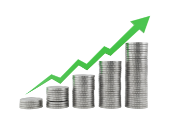 Isolated Growing Stacks of Coins with Upward Arrow