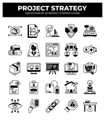 Project Strategy Icons: 25 Essential Icons for Planning and Management