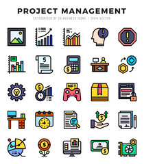 Set of Project Management Icons Lineal Color icons collection.