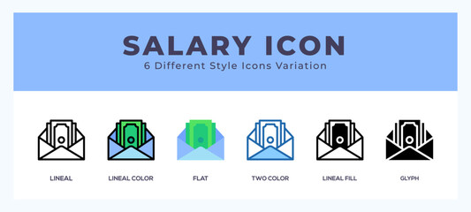 Salary icon in different style vector illustration.