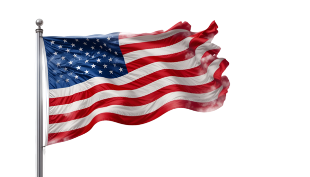 United States flag waving proudly against a black background, creating a patriotic display perfect for digital design.