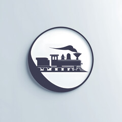 Vintage Steam Locomotive Silhouette on a Circle Background