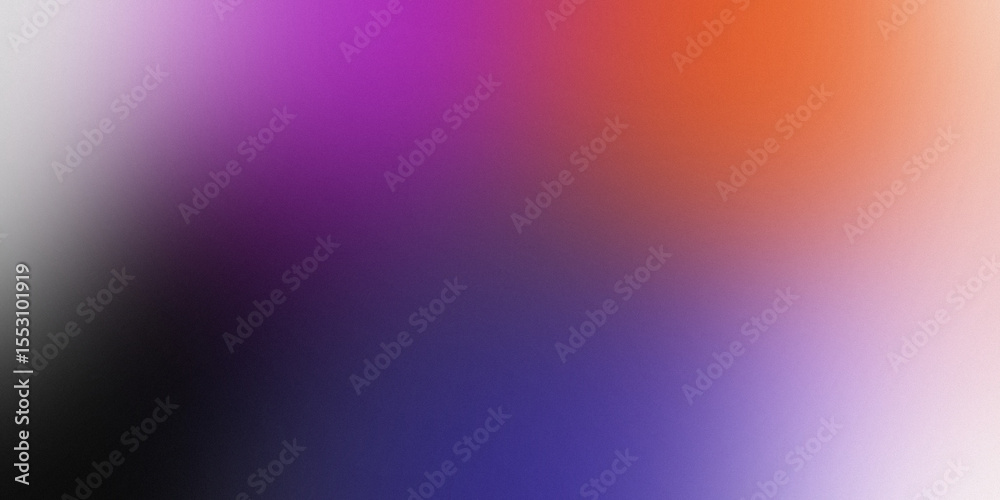 Poster Minimal abstract gradient with smooth blur and grainy texture on transparent background. Blend of black, purple, orange and white tones