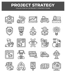 Project Strategy Icons: 25 Essential Icons for Business Planning