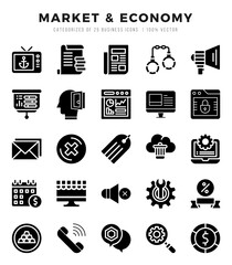 Set of Market & Economy Icons. Simple line art style icons pack.
