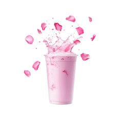 Pink Rose Petal Milk Splash in a Plastic Cup