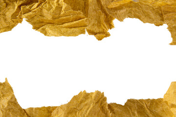 ragged rip in yellow crumple paper texture background