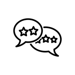 Two speech bubbles with stars inside representing customer feedback or review rating icon design
