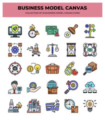 Business Model Canvas Icons: 25 Essential Strategy Icons for Planning and Growth