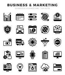 Business & Marketing Icons Pack Lineal Filled Style. Vector illustration.