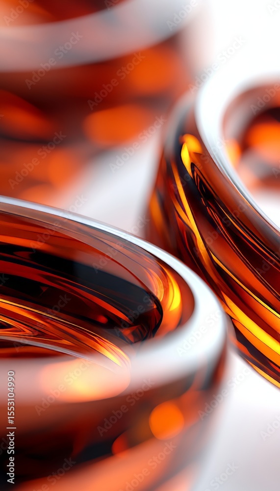 Poster Lustrous resin swirls with translucent loops glowing, creating elegant reflections and patterns.