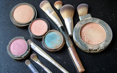 Dusty Makeup Brushes and Palettes