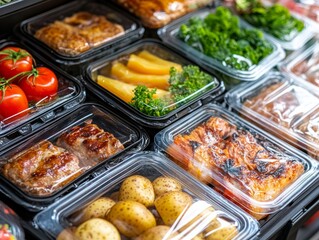  Selective focus. convenient portioned food