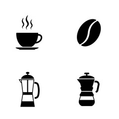 Coffee icons vector set. Coffee icon collection with colors style. Coffee bean, drinks, cup, coffeepot, package, grinder, filter, machine, certified, portafilter, and other. Symbol illustration