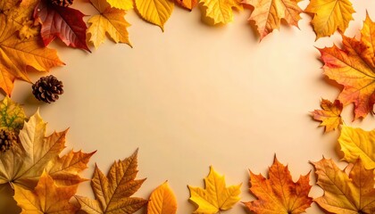 Captivating autumn leaves arrangement natural setting photography warm colors top down view seasonal beauty