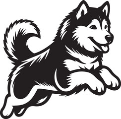 Obraz premium Siberian Husky Dog Vector Illustration in Black and White 