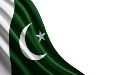 A depiction of the pakistani flag in a flowing design. transparent, png, 