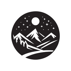 mountain landscape vector silhouette clip art logo design illustration