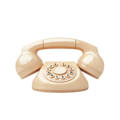 Beige Vintage Rotary Phone Isolated on Black Old Telephone Prop Device on transparent background