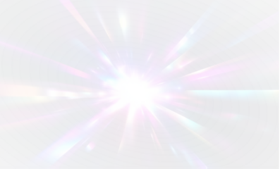 Bright flare overlay png. Rainbow light refraction with diamond glow, lens flash, and glittering prism. Transparent background for design filter, jewelry, or fantasy decoration.

