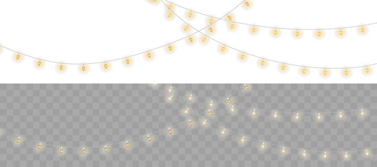 Festive string light garland with decorative cotton ball bulbs. Perfect for Christmas, New Year, wedding or party design. Transparent PNG ideal for overlays, invitations, mockups, or digital decor.