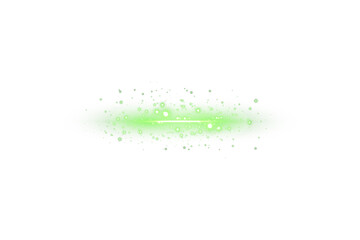 Transparent horizontal green light beam with radiant shine and soft flare glow. Ideal for...