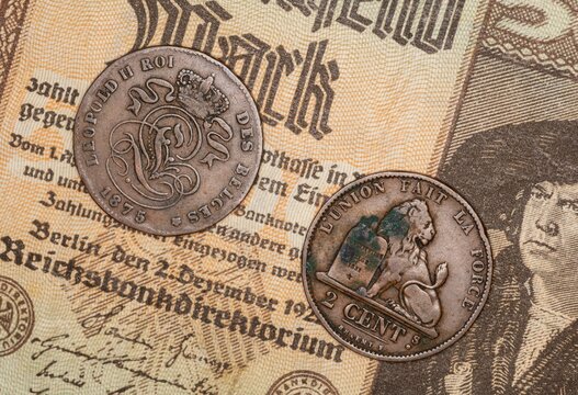 Antique 1875 Belgium 2 centimes coin