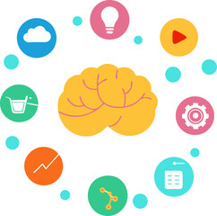 Flat web application icons vector set: a collection of nature, food, and weather symbols like sun, cloud, and apple illustrations for modern design concepts