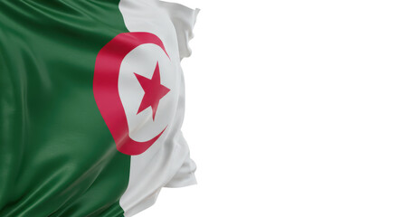 algeria flag illustration with waving fabric texture. transparent, png, 