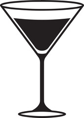 Elegant Martini Glass Silhouette Vector | Black Party Drink Illustration Vector Format