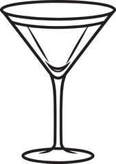 Elegant Martini Glass Silhouette Vector | Black Party Drink Illustration Vector Format