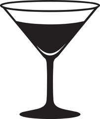Elegant Martini Glass Silhouette Vector | Black Party Drink Illustration Vector Format