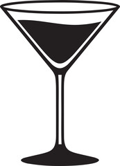 Elegant Martini Glass Silhouette Vector | Black Party Drink Illustration Vector Format