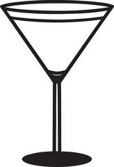 Elegant Martini Glass Silhouette Vector | Black Party Drink Illustration Vector Format