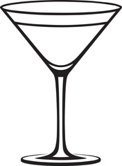 Elegant Martini Glass Silhouette Vector | Black Party Drink Illustration Vector Format