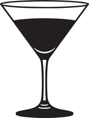 Elegant Martini Glass Silhouette Vector | Black Party Drink Illustration Vector Format