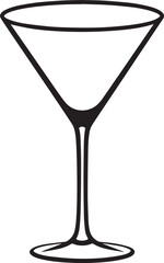 Elegant Martini Glass Silhouette Vector | Black Party Drink Illustration Vector Format