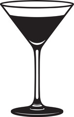 Elegant Martini Glass Silhouette Vector | Black Party Drink Illustration Vector Format