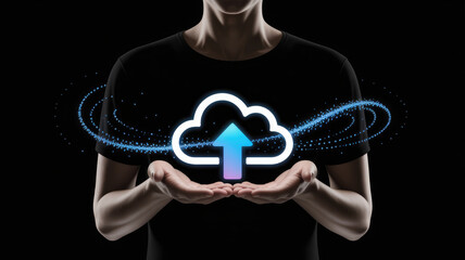 A hand holding a cloud, Concept of unlocking your potential, cloud-based data security